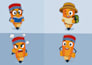 draw 2d cartoon character with 4 poses